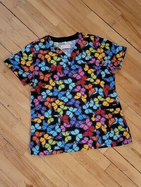 Health Pro Tee with Multicolor Butterflies